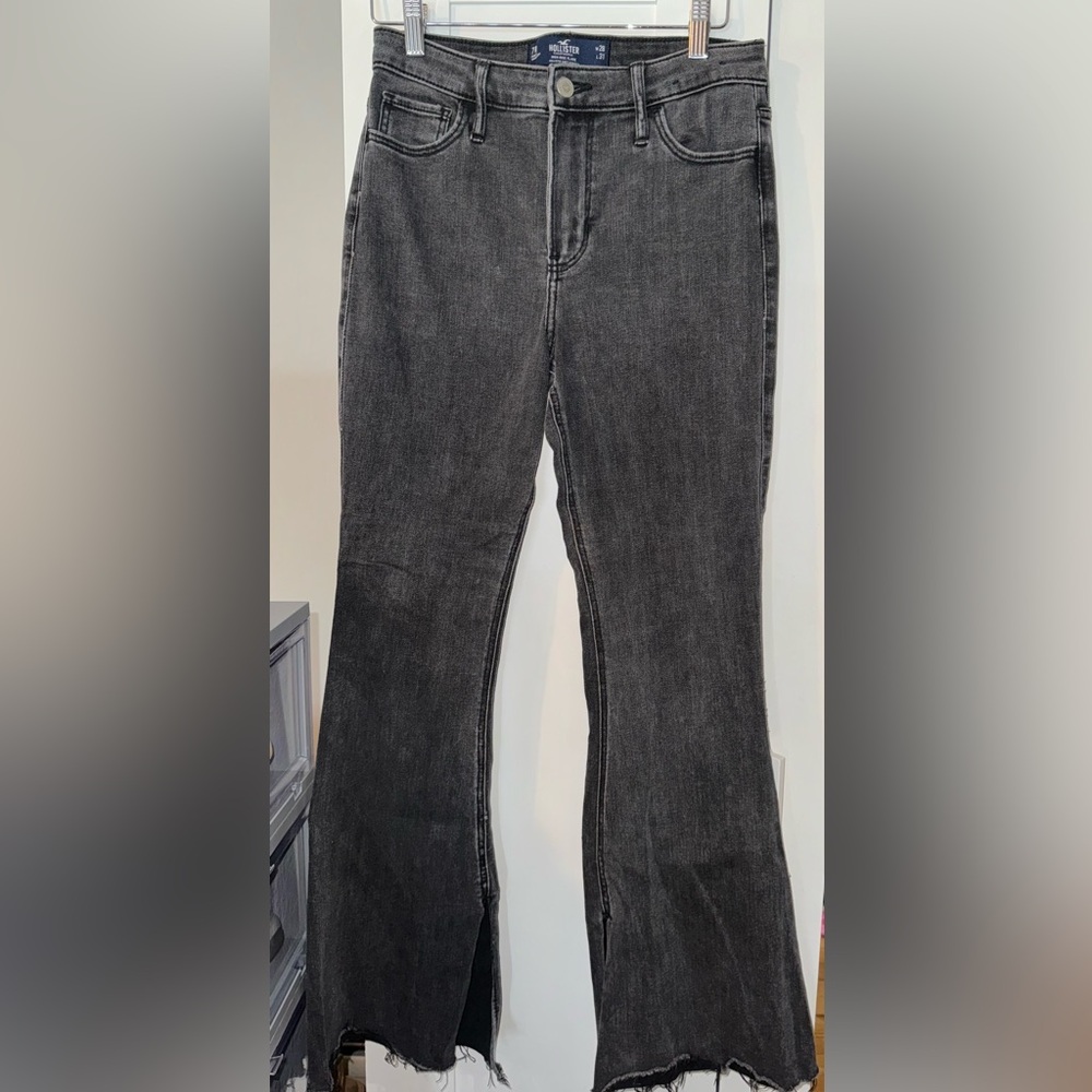 Hollister Mid Rise Black Flare Jeans